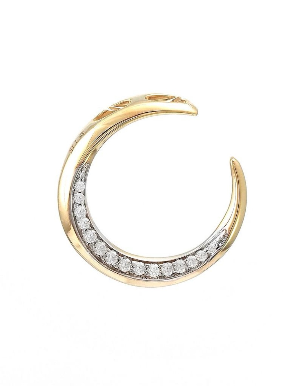 14K Real Yellow Gold Single Pave Diamond Pendant